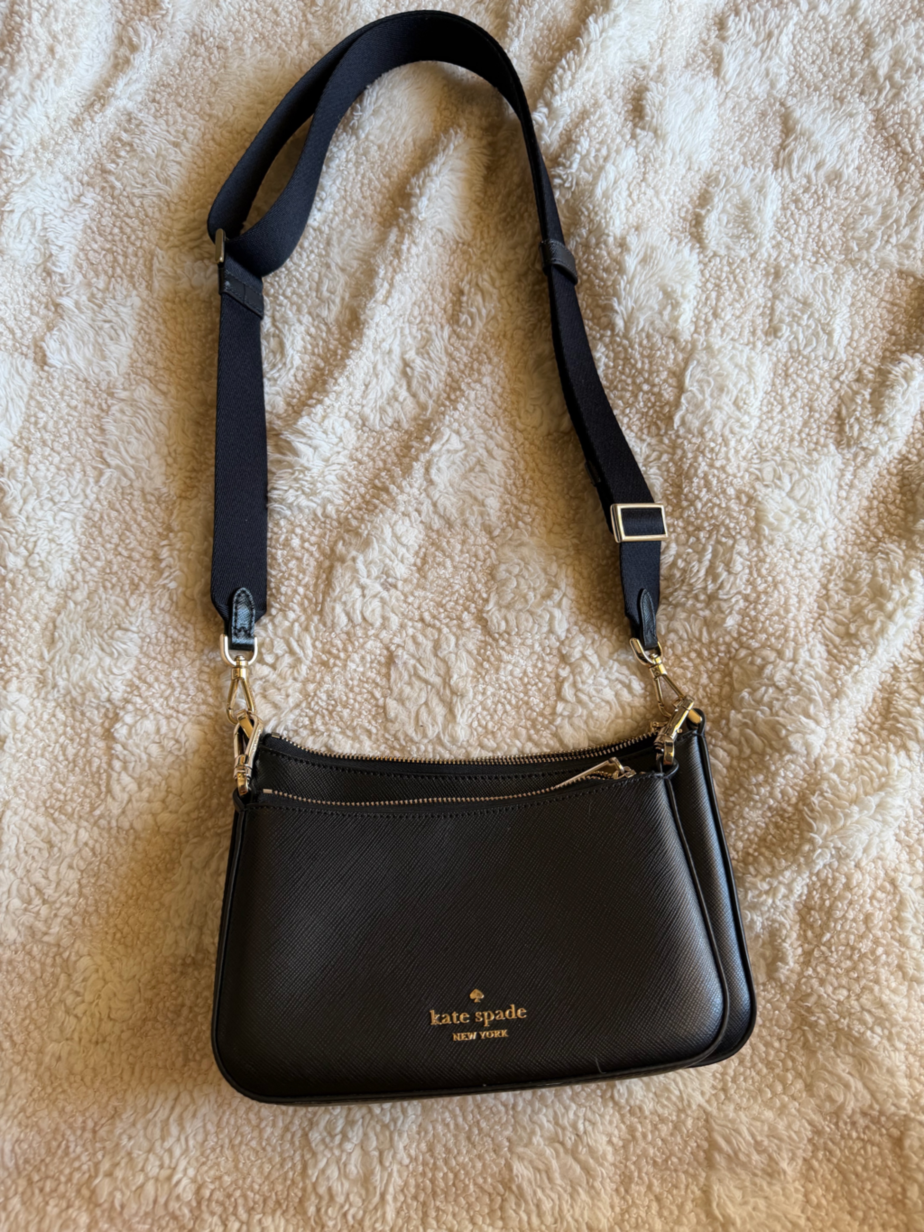 Kate Spade Duet Black Saffiano Leather Crossbody Bag
